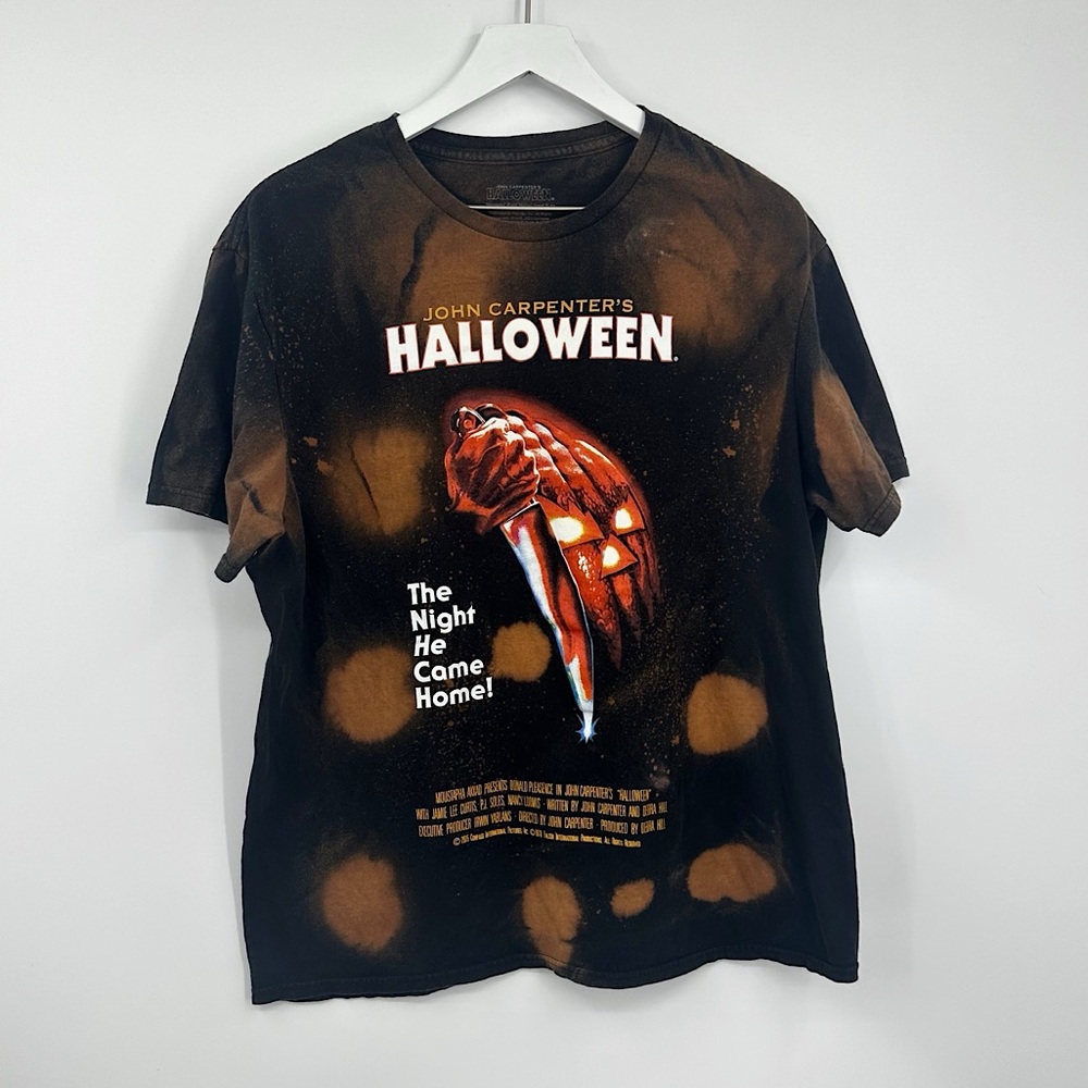 Halloween Custom Bleach Splatter Short Sleeve Shirt Size XL Spooky